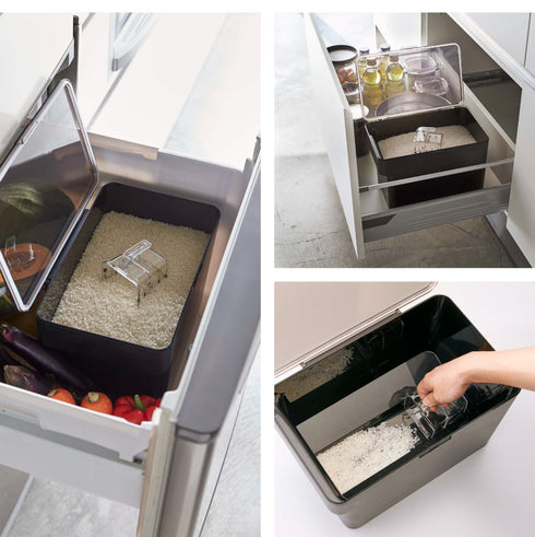 密閉 シンク下米びつ タワー 5kg 計量カップ付.|s10